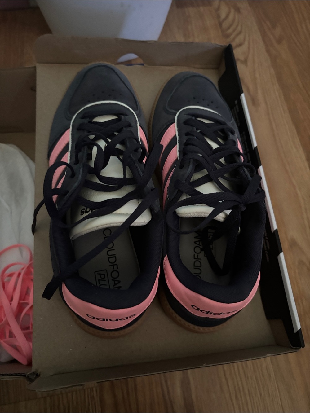 adidas Women's Navy and Pink Cloudfoam Sneakers